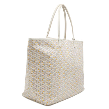 ゴヤール GOYARD サンルイ クレールヴォア GM ホワイト×イエロー PVCコーティングキャンバス ゴヤールディンキャンバス シュヴロッシュカーフスキン トートバッグ シルバー金具 ヘンリーボーン リバーシブル