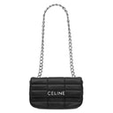 セリーヌ CELINE マトラッセ モノクローム ブラック レザー ショルダーバッグ シルバー金具 黒 ロゴ チェーンショルダー チェーンバッグ
