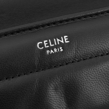 セリーヌ CELINE マトラッセ モノクローム ブラック レザー ショルダーバッグ シルバー金具 黒 ロゴ チェーンショルダー チェーンバッグ