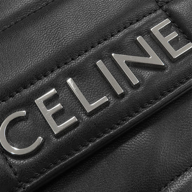 セリーヌ CELINE マトラッセ モノクローム ブラック レザー ショルダーバッグ シルバー金具 黒 ロゴ チェーンショルダー チェーンバッグ