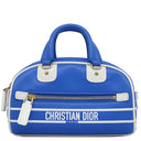 クリスチャン・ディオール Christian Dior ヴァイブ ミニ ボウリングバッグ ブルー×ホワイト レザー 2WAYバッグ ゴールド金具 VIBE ハンドバッグ ショルダー
