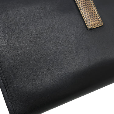 エルメス HERMES ジジェ エラン ブラック×オンブレ スイフト リザード クラッチバッグ 黒 グレー