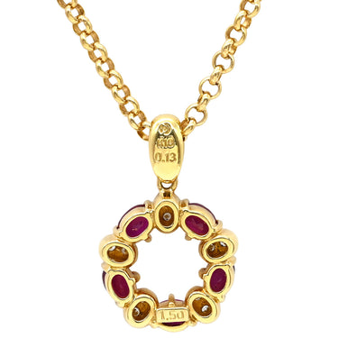 タサキ TASAKI ルビー ダイヤ サークル レッド×イエローゴールド K18YG ダイヤモンド ルビー ネックレス 750 K18YG ラウンド 赤