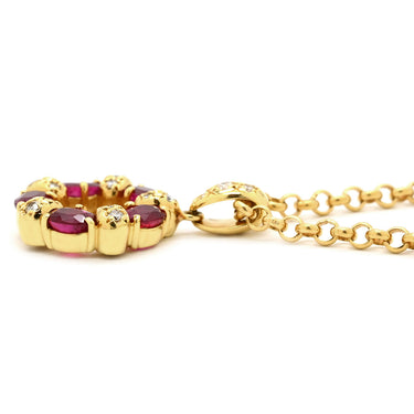 タサキ TASAKI ルビー ダイヤ サークル レッド×イエローゴールド K18YG ダイヤモンド ルビー ネックレス 750 K18YG ラウンド 赤