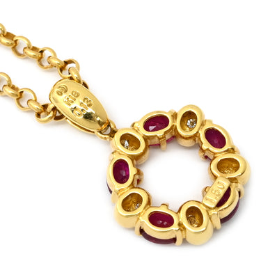 タサキ TASAKI ルビー ダイヤ サークル レッド×イエローゴールド K18YG ダイヤモンド ルビー ネックレス 750 K18YG ラウンド 赤