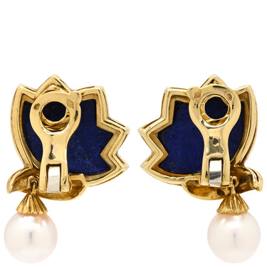 クリスチャン・ディオール Christian Dior あこやパール ラピスラズリ イヤリング パープル×パールホワイト×イエローゴールド K18YG パール ラピスラズリ イヤリング 紫 18K 750 YG 真珠 1P スウィング クリップ