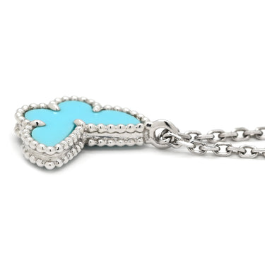 ヴァンクリーフアーペル Van Cleef & Arpels スウィート アルハンブラ パピヨン VCARF80500 ブルー×ホワイトゴールド K18WG ターコイズ ネックレス Au750 18K WG ターコイズ VCA