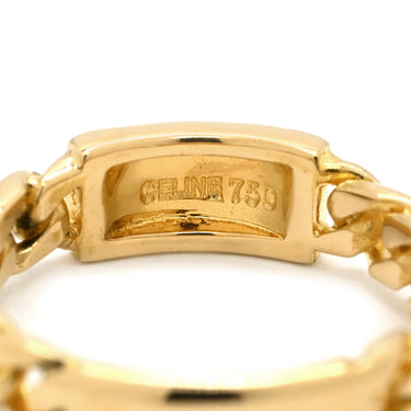 セリーヌ CELINE ロゴプレート チェーン イエローゴールド K18YG ダイヤモンド リング 指輪 Au750 18K 18金 ヴィンテージ 12号