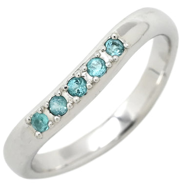 タサキ TASAKI トルマリン カーブリング ブルー×プラチナシルバー Pt900 トルマリン リング 指輪 TASAKI プラチナ 緑 5P 11.5号