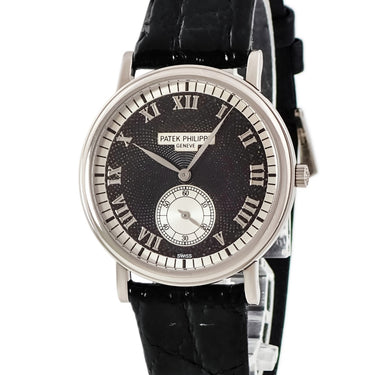 腕時計 パテックフィリップ PATEK PHILIPPE カラトラバ 5022G-001 手巻き メンズ OH済 K18WG無垢 ブラック スモールセコンド ローマン
