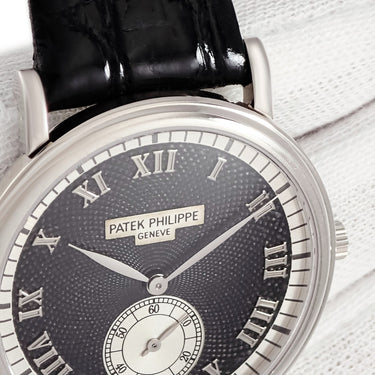 腕時計 パテックフィリップ PATEK PHILIPPE カラトラバ 5022G-001 手巻き メンズ OH済 K18WG無垢 ブラック スモールセコンド ローマン