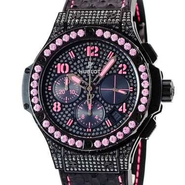 腕時計 ウブロ HUBLOT ビッグバン ブラックフローピンク 341.SV.9090.PR.0933 自動巻き メンズ 純正ダイヤ&サファイア 限定