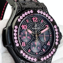 腕時計 ウブロ HUBLOT ビッグバン ブラックフローピンク 341.SV.9090.PR.0933 自動巻き メンズ 純正ダイヤ&サファイア 限定
