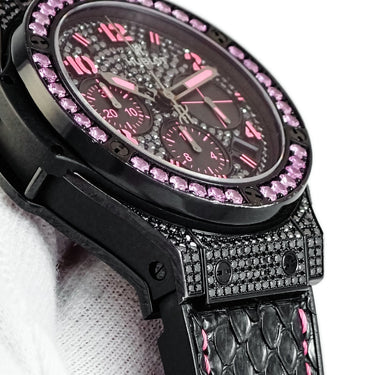 腕時計 ウブロ HUBLOT ビッグバン ブラックフローピンク 341.SV.9090.PR.0933 自動巻き メンズ 純正ダイヤ&サファイア 限定