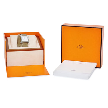 腕時計 エルメス HERMES Hウォッチ MM ドゥブルトゥール HH1.510 クオーツ レディース H型 ホワイト 白 アラビア ギョウシェ
