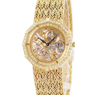 腕時計 オーデマピゲ AUDEMARS PIGUET スケルトン メカニカルウォッチ 手巻き メンズ OH済 K18YG無垢 純正ダイヤ イエローゴールド