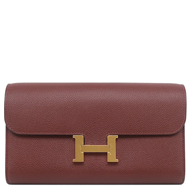 エルメス HERMES コンスタンス トゥーゴー ルージュアッシュ エバーカラー 長財布 ゴールド金具 赤茶