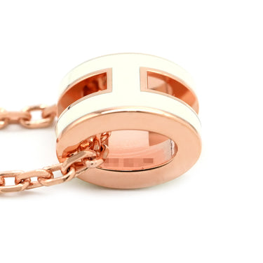 エルメス Hermes ポップアッシュ ミニ ペンダント ホワイトXローズゴールド GP ラッカー ネックレス ピンクゴールド金具 白 Hモチーフ 新品 未使用