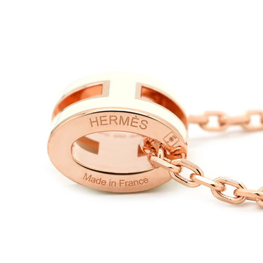 エルメス Hermes ポップアッシュ ミニ ペンダント ホワイトXローズゴールド GP ラッカー ネックレス ピンクゴールド金具 白 Hモチーフ 新品 未使用