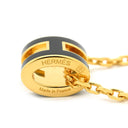 エルメス HERMES ポップアッシュ ミニ ペンダント ブラック×ゴールド GP ラッカー ネックレス Hモチーフ 黒 新品 未使用