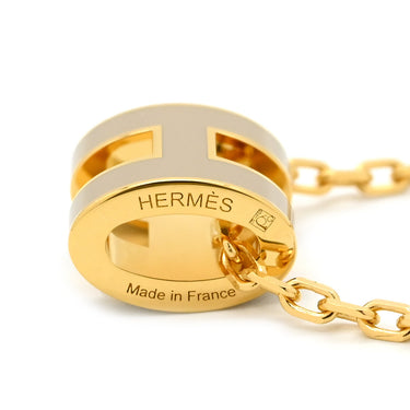 エルメス HERMES ポップアッシュ ミニ ペンダント マロングラッセ×ゴールド GP ラッカー ネックレス Hモチーフ 新品 未使用