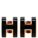 エルメス Hermes ポップアッシュ Hピアス ミニ ブラック×ローズゴールド GP エナメル ピアス ピンクゴールド 黒 Hモチーフ 新品 未使用