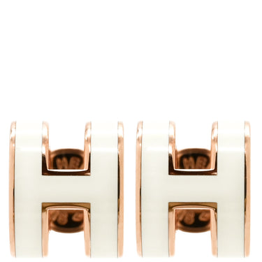 エルメス HERMES ポップアッシュ Hピアス ミニ ホワイト×ローズゴールド GP エナメル ピアス ピンクゴールド 白 H型 新品 未使用