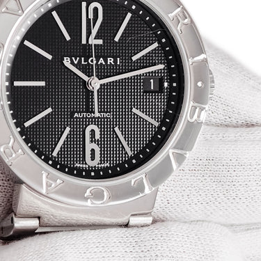 腕時計 ブルガリ BVLGARI ブルガリブルガリ BB38BSSDAUTO/N BB38SS 自動巻き メンズ ブラック デイト バー アラビア ギョウシェ