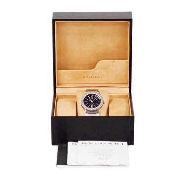 腕時計 ブルガリ BVLGARI ブルガリブルガリ BB38BSSDAUTO/N BB38SS 自動巻き メンズ ブラック デイト バー アラビア ギョウシェ