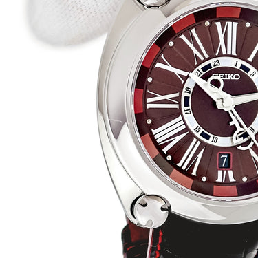 腕時計 セイコー SEIKO ガランテ GMT SBLM005 8L36-00C0 自動巻き メンズ デイト デュアルタイム ローマン ワインレッド 赤