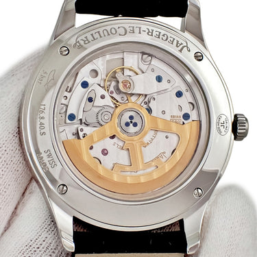 腕時計 ジャガールクルト JAEGER LECOULTRE マスター コントロール デイト Q1548530 176.8.40.S 自動巻き メンズ 青針 シースルーバック
