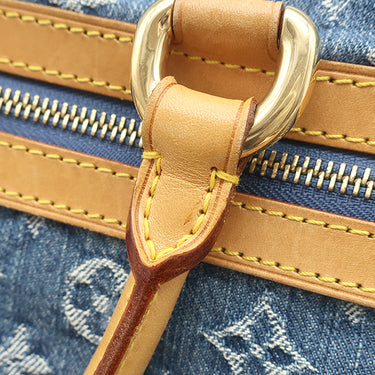 ルイヴィトン LOUIS VUITTON フラットショッパー M95018 モノグラムデニム モノグラムデニム トートバッグ ゴールド金具 青 ネームタグ欠品