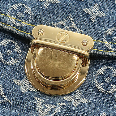 ルイヴィトン LOUIS VUITTON フラットショッパー M95018 モノグラムデニム モノグラムデニム トートバッグ ゴールド金具 青 ネームタグ欠品