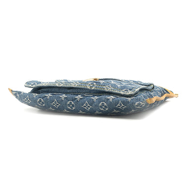 ルイヴィトン LOUIS VUITTON フラットショッパー M95018 モノグラムデニム モノグラムデニム トートバッグ ゴールド金具 青 ネームタグ欠品