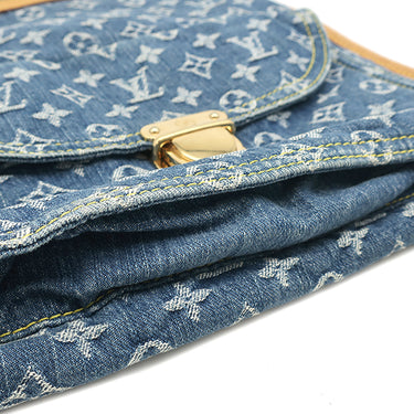ルイヴィトン LOUIS VUITTON フラットショッパー M95018 モノグラムデニム モノグラムデニム トートバッグ ゴールド金具 青 ネームタグ欠品