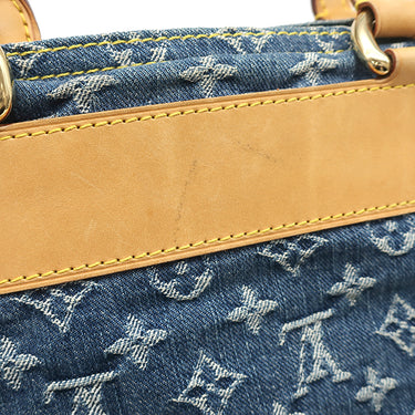 ルイヴィトン LOUIS VUITTON フラットショッパー M95018 モノグラムデニム モノグラムデニム トートバッグ ゴールド金具 青 ネームタグ欠品