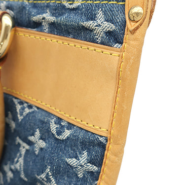 ルイヴィトン LOUIS VUITTON フラットショッパー M95018 モノグラムデニム モノグラムデニム トートバッグ ゴールド金具 青 ネームタグ欠品
