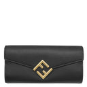 フェンディ FENDI FFダイヤモンド コンチネンタルウォレット 8M0251 ブラック レザー 長財布 ゴールド金具 黒 フラップ式 小銭入れ