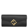 フェンディ FENDI FFダイヤモンド コンチネンタルウォレット 8M0251 ブラック レザー 長財布 ゴールド金具 黒 フラップ式 小銭入れ