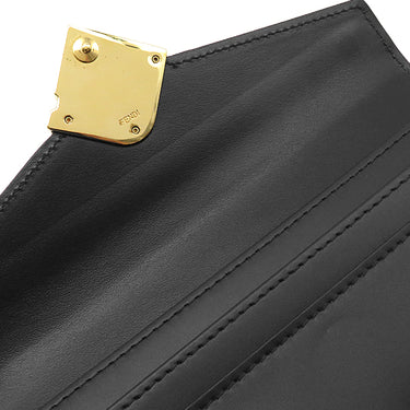 フェンディ FENDI FFダイヤモンド コンチネンタルウォレット 8M0251 ブラック レザー 長財布 ゴールド金具 黒 フラップ式 小銭入れ