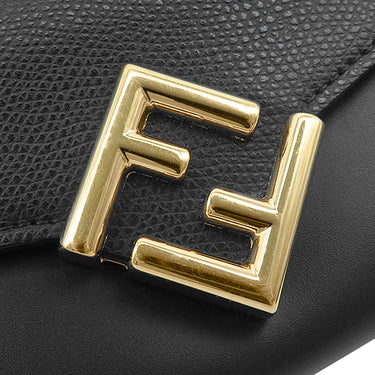 フェンディ FENDI FFダイヤモンド コンチネンタルウォレット 8M0251 ブラック レザー 長財布 ゴールド金具 黒 フラップ式 小銭入れ