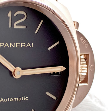 腕時計 パネライ PANERAI ルミノール ドゥエ PAM01029 V番 自動巻き レディース V番 K18RG無垢 ブラック デイト スモールセコンド
