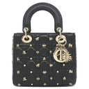 クリスチャン・ディオール Christian Dior レディディオール ブラック レザー 2WAYバッグ ゴールド金具 黒 ショルダー ハンドバッグ 星座