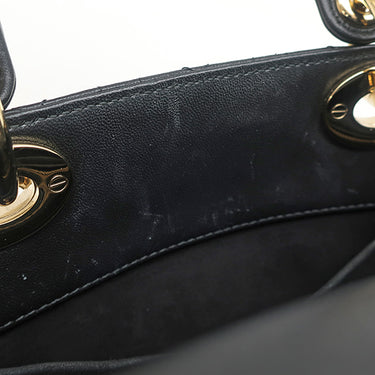 クリスチャン・ディオール Christian Dior レディディオール ブラック レザー 2WAYバッグ ゴールド金具 黒 ショルダー ハンドバッグ 星座