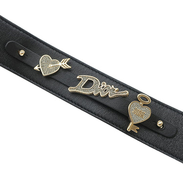 クリスチャン・ディオール Christian Dior レディディオール ブラック レザー 2WAYバッグ ゴールド金具 黒 ショルダー ハンドバッグ 星座