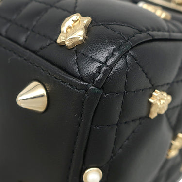 クリスチャン・ディオール Christian Dior レディディオール ブラック レザー 2WAYバッグ ゴールド金具 黒 ショルダー ハンドバッグ 星座