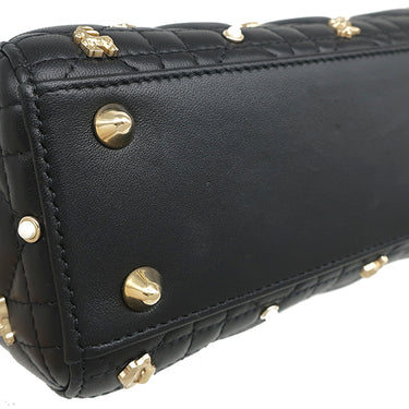 クリスチャン・ディオール Christian Dior レディディオール ブラック レザー 2WAYバッグ ゴールド金具 黒 ショルダー ハンドバッグ 星座