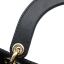 クリスチャン・ディオール Christian Dior レディディオール ブラック レザー 2WAYバッグ ゴールド金具 黒 ショルダー ハンドバッグ 星座