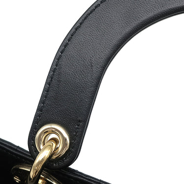 クリスチャン・ディオール Christian Dior レディディオール ブラック レザー 2WAYバッグ ゴールド金具 黒 ショルダー ハンドバッグ 星座