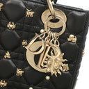 クリスチャン・ディオール Christian Dior レディディオール ブラック レザー 2WAYバッグ ゴールド金具 黒 ショルダー ハンドバッグ 星座